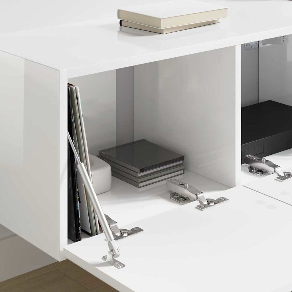 Ντουλάπι Τηλεόρασης Τοίχου Λαμπερό Λευκό 60 x 31 x 29.5 εκ