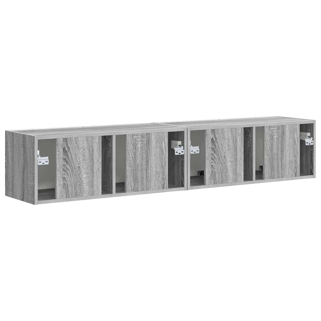 Ντουλάπι Τηλεόρασης Τοίχου Επιτοίχιο 2 pcs Γκρίζο Σονομα