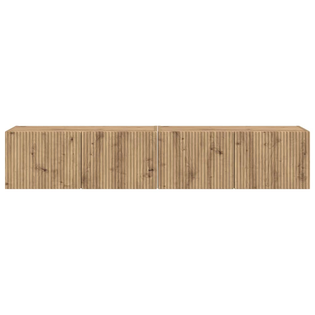 Ντουλάπι Τηλεόρασης Τοίχου 2 pcs Καρυδιά Χειροποίητης Εργασίας