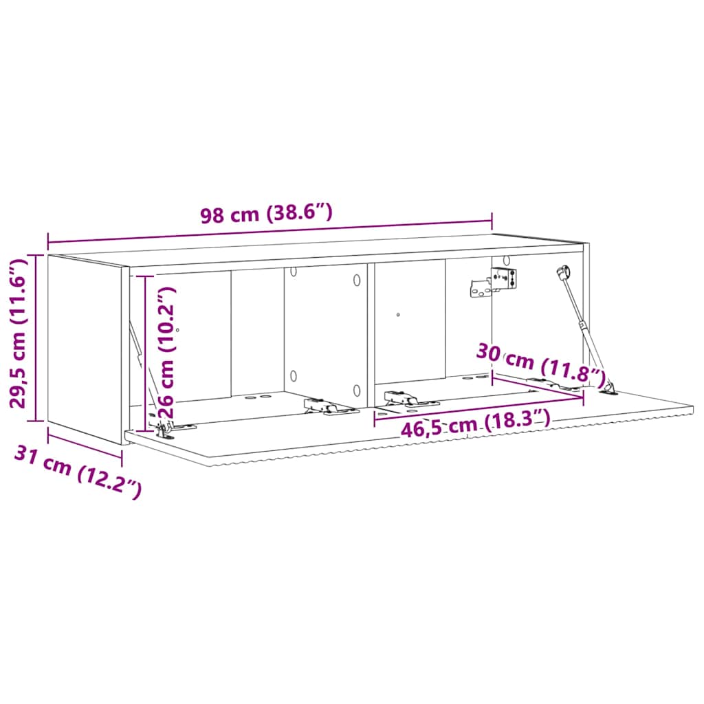 Ντουλάπι Τηλεόρασης Τοίχου Λαμπερό Λευκό 98 x 31 x 29,5 εκ - Pakobazaar