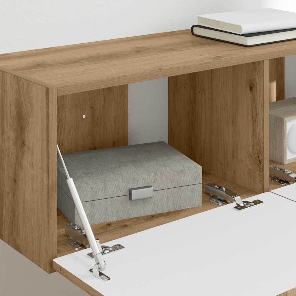 Ντουλάπι Τηλεόρασης Τοίχου 2 pcs Καρυδιά Χειροποίητης Εργασίας - Pakobazaar