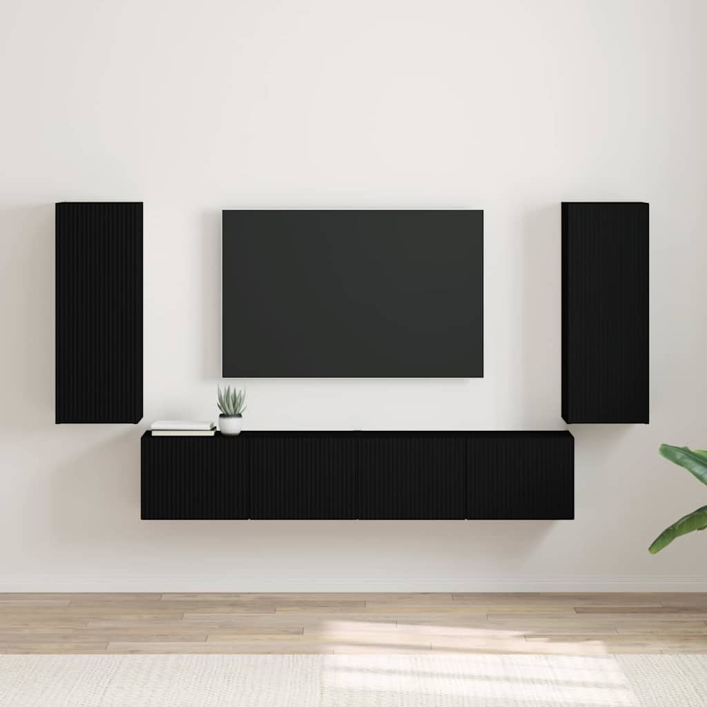 Ντουλάπι Τηλεόρασης Τοίχου 2 pcs Μαύρο 30 x 31 x 80 εκ.