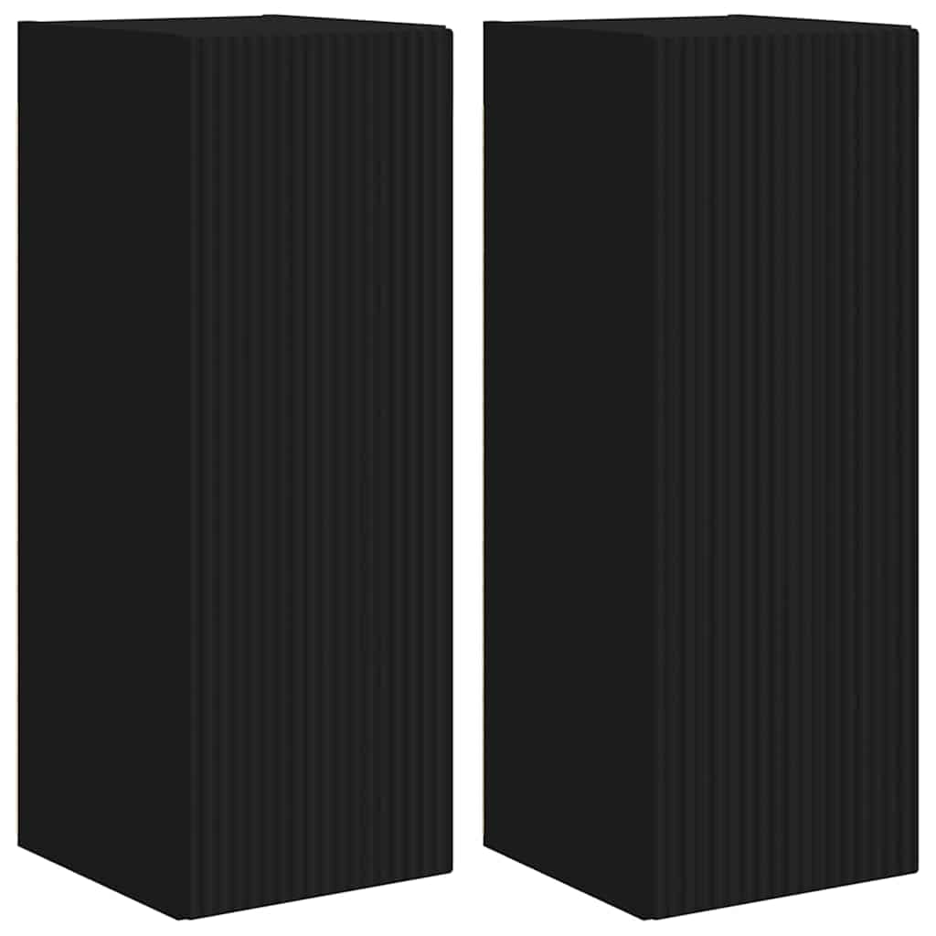 Ντουλάπι Τηλεόρασης Τοίχου 2 pcs Μαύρο 30 x 31 x 80 εκ.