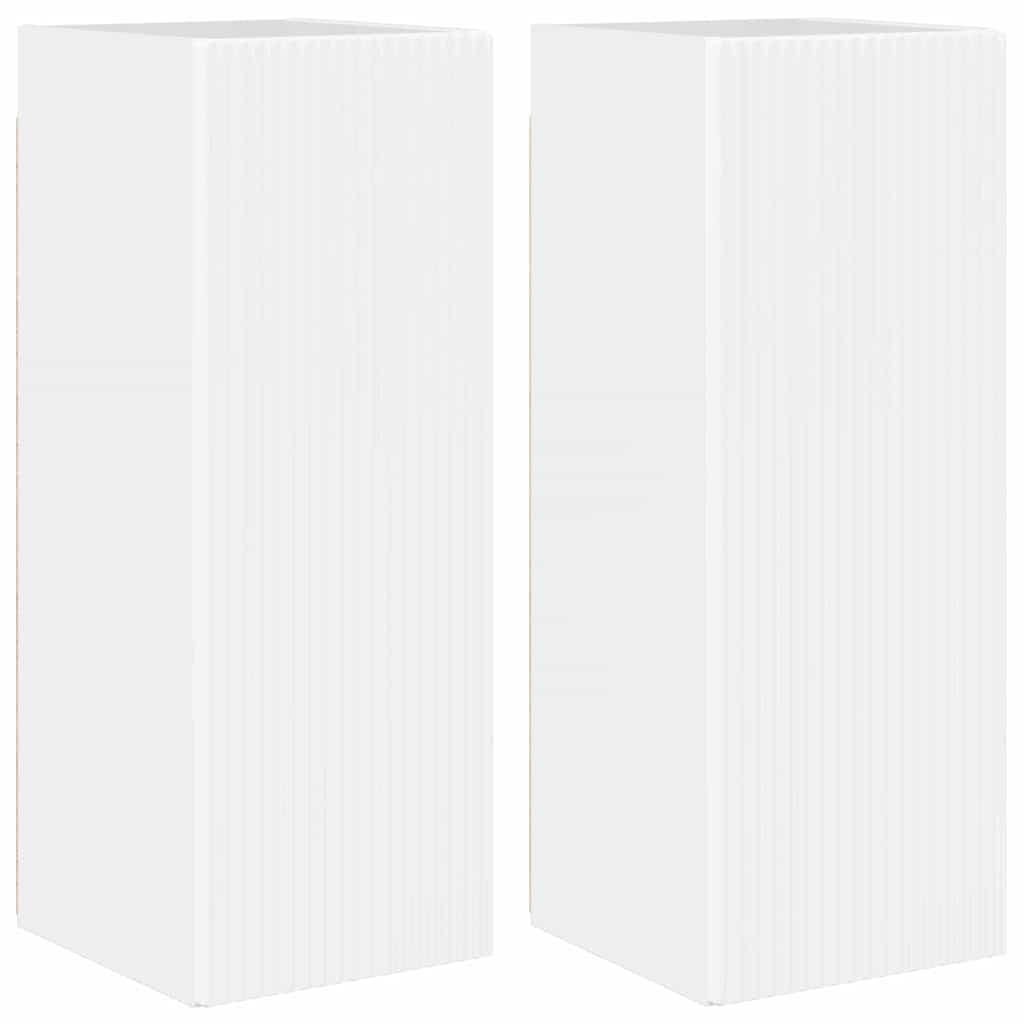 Ντουλάπι Τηλεόρασης Τοίχου 2 pcs Λαμπερό Λευκό 30 x 31 x 80 εκ.