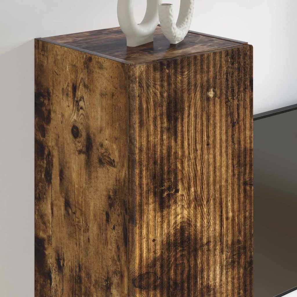 Ντουλάπι Τηλεόρασης Τοίχου Καπνιστό Δρύς 30 x 31 x 100 εκ.