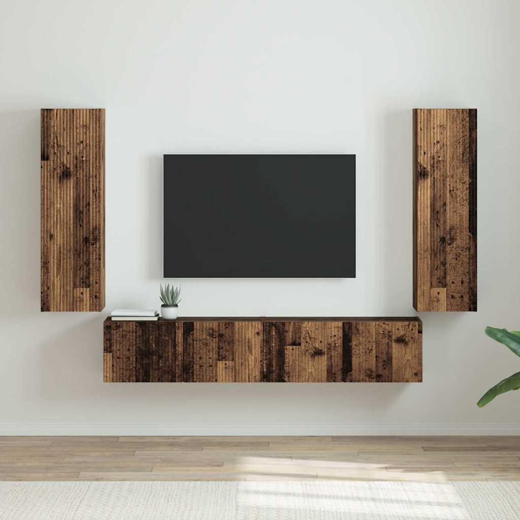 Ντουλάπι Τηλεόρασης Τοίχου 2 pcs Παλιό Ξύλο 30 x 31 x 100 εκ.