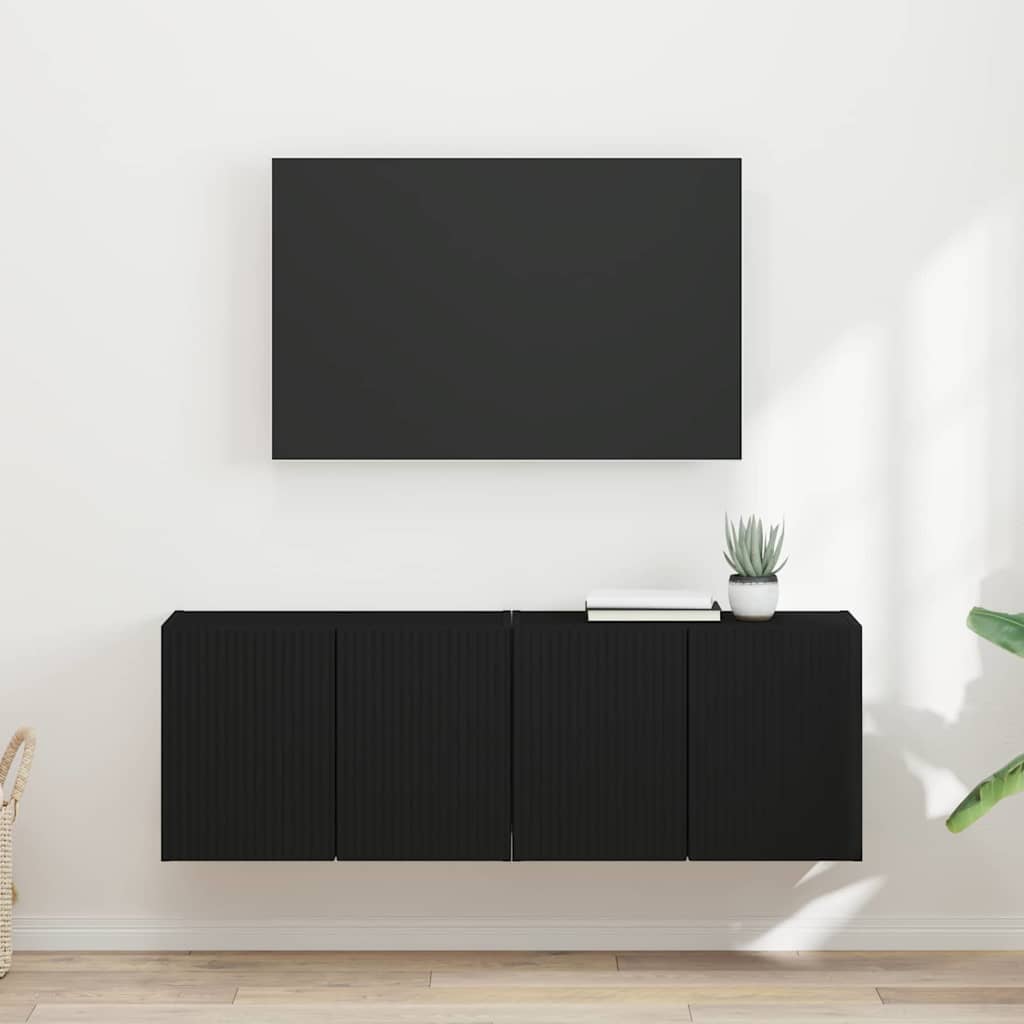 Ντουλάπι Τηλεόρασης Τοίχου 2 pcs Μαύρο 59,5 x 31 x 40 εκ - Pakobazaar
