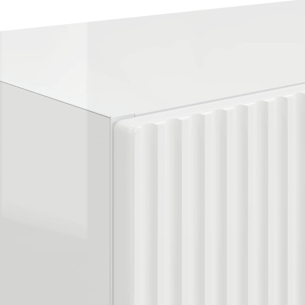 Ντουλάπι Τηλεόρασης Τοίχου Επιτοίχιο Υψηλής γυαλάδας λευκό