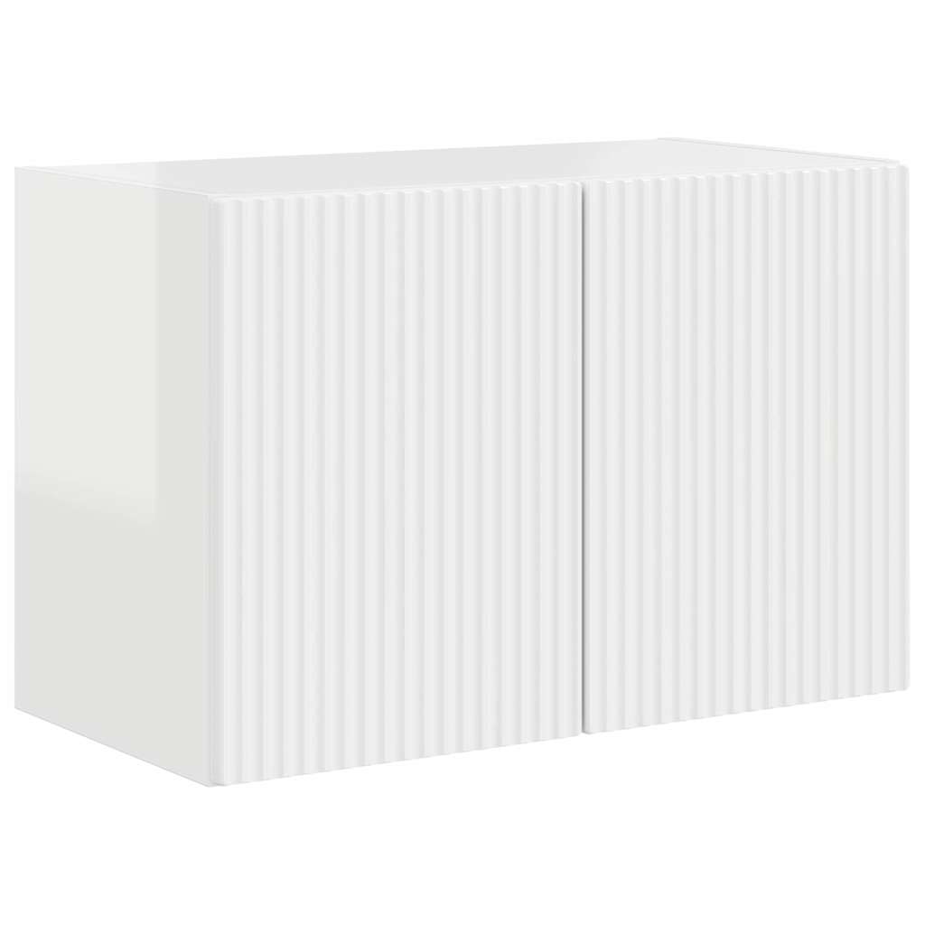 Ντουλάπι Τηλεόρασης Τοίχου Επιτοίχιο Υψηλής γυαλάδας λευκό