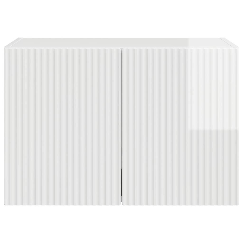 Ντουλάπι Τηλεόρασης Τοίχου Επιτοίχιο Υψηλής γυαλάδας λευκό