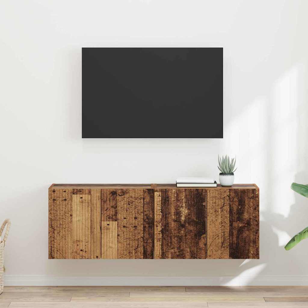 Ντουλάπι Τηλεόρασης Τοίχου 2 pcs Παλιό Ξύλο 59,5 x 31 x 40 εκ