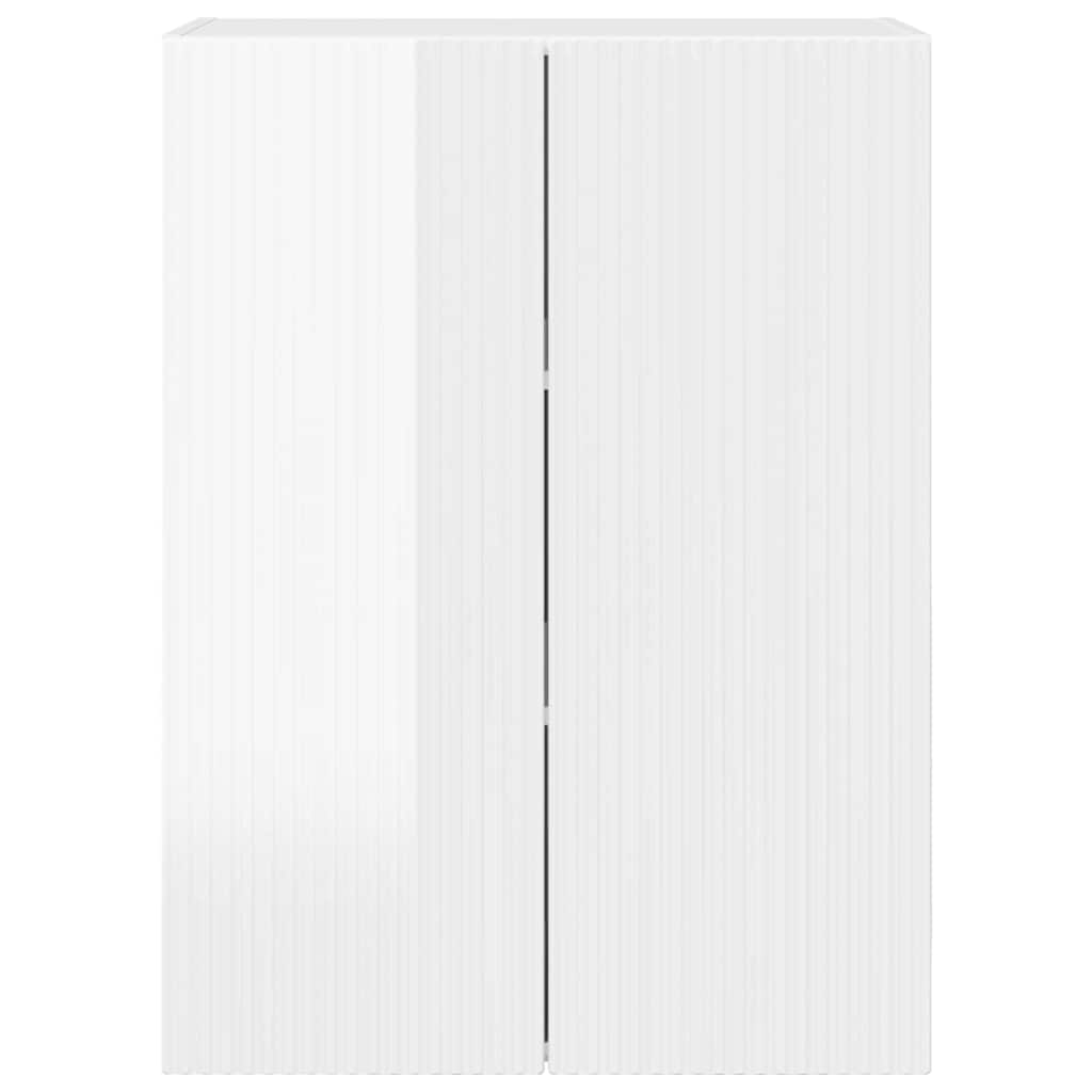 Ντουλάπι Τηλεόρασης Τοίχου Επιτοίχιο Υψηλής γυαλάδας λευκό