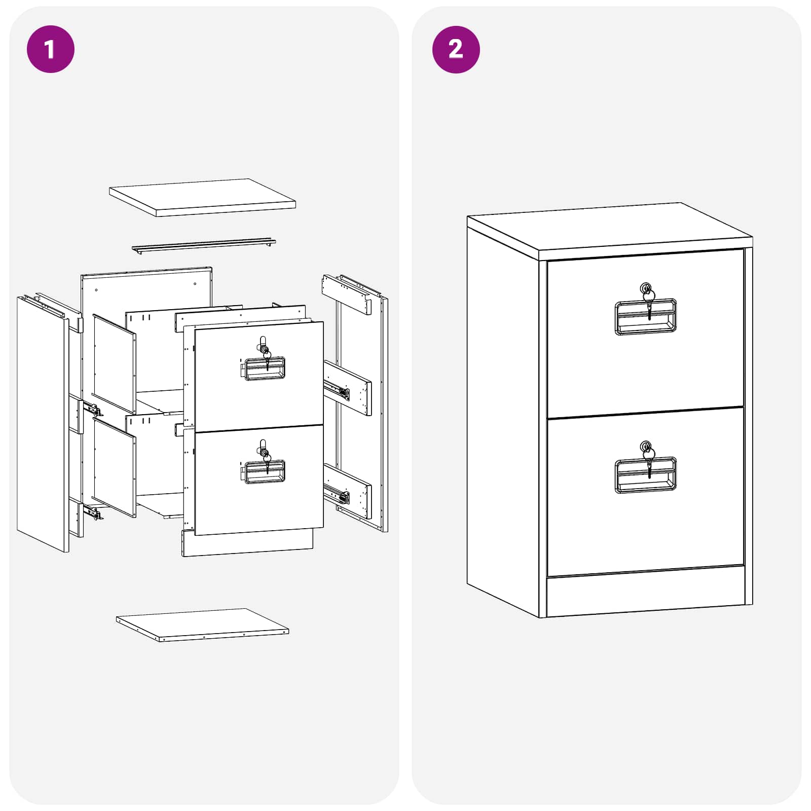 Ντουλάπα Αρχείων με συρτάρι με ράφι Ανθρακί 45,5 x 42 x 74,5 εκ