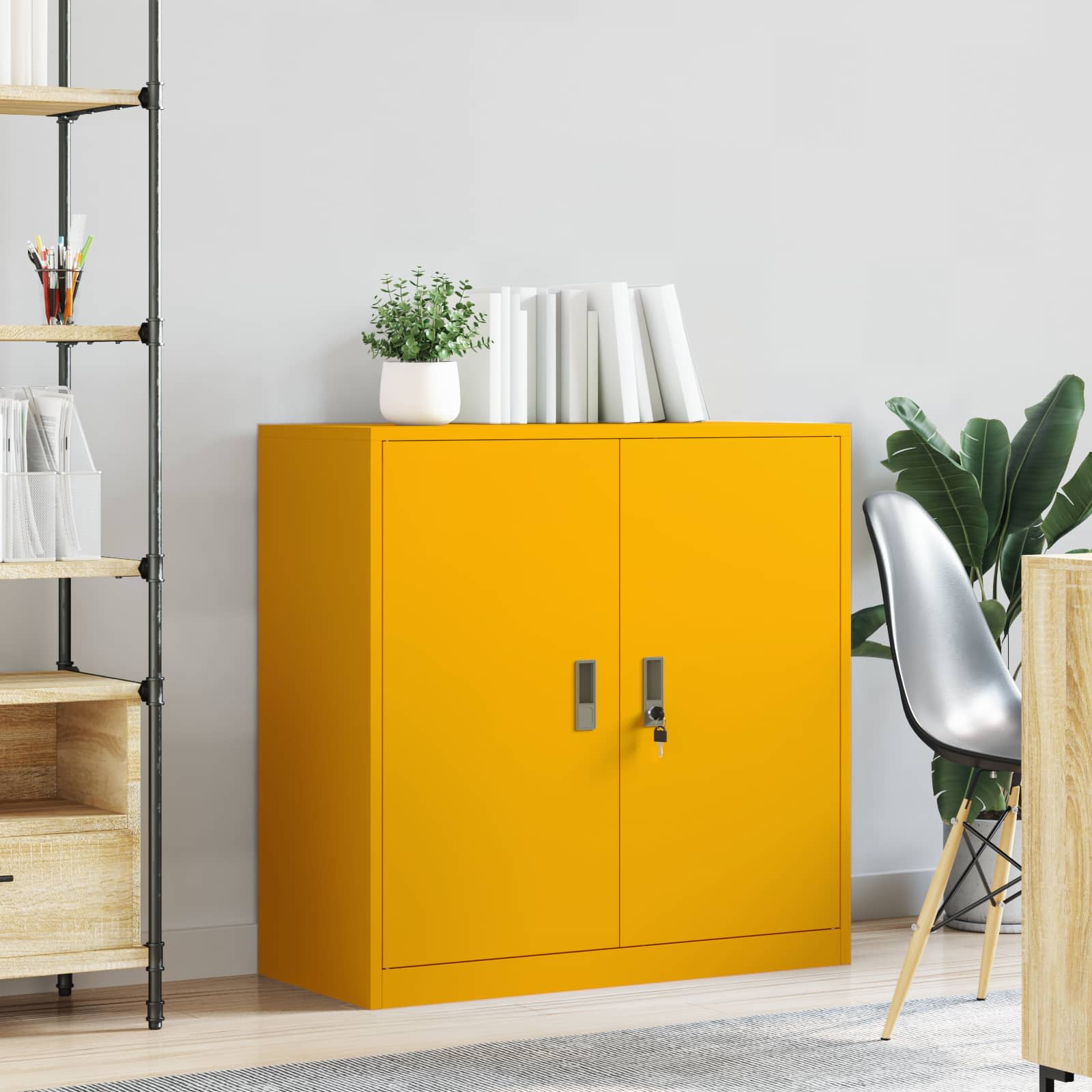 Ντουλάπι αποθήκευσης Χαμομηλί κίτρινο 90 x 40 x 90 cm Ατσάλι
