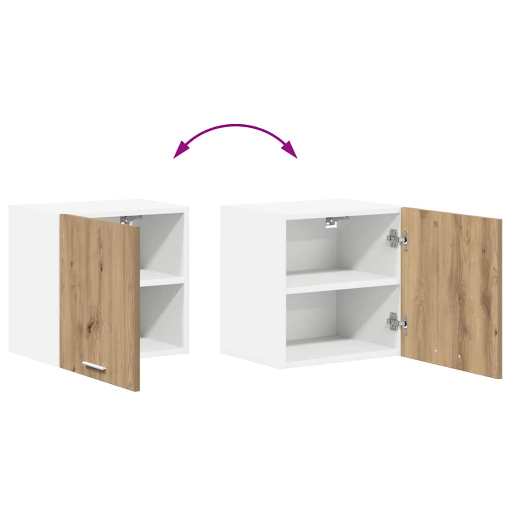 Κρεμαστό ντουλάπι με πόρτα 2 pcs Χειροποίητη Δρυς και Λευκό