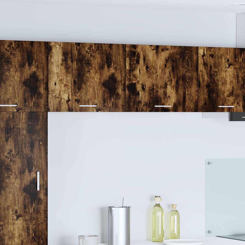 Κρεμαστό ντουλάπι με αποθήκευση 2 pcs Καπνιστός Δρυς και Λευκό