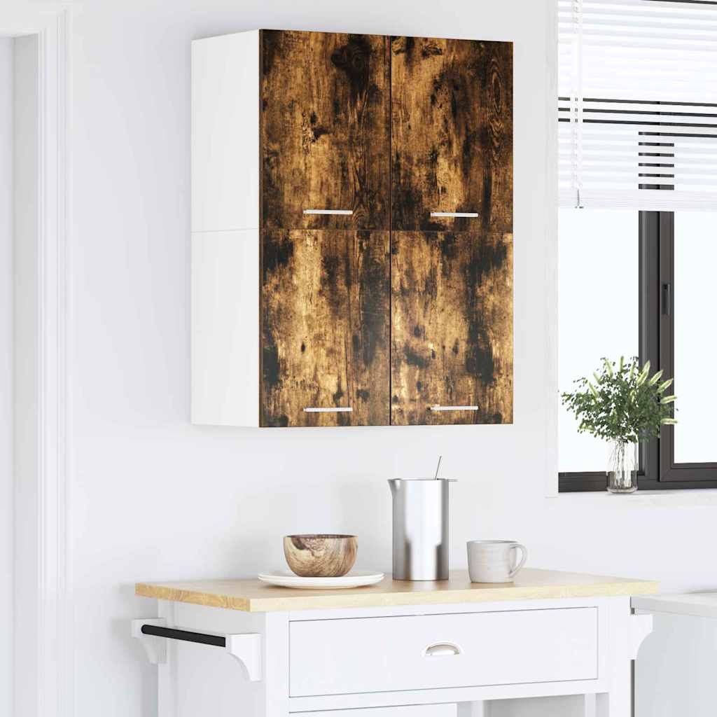 Κρεμαστό ντουλάπι Καπνιστός Δρυς και Λευκό 60 x 31 x 40 εκ