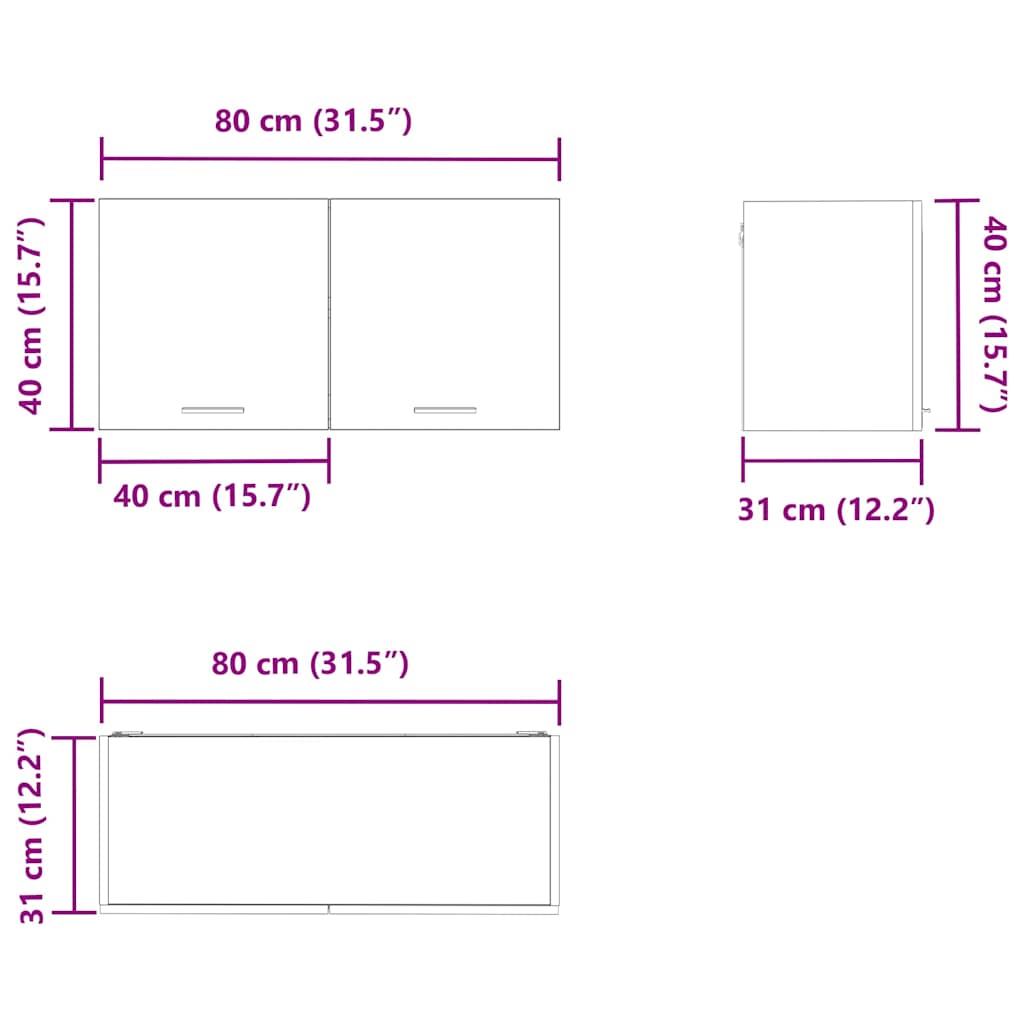 Κρεμαστό ντουλάπι με αποθήκευση Δρύς Sonoma 80 x 31 x 40 εκ - Pakobazaar