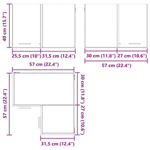 Κρεμαστό ντουλάπι Μαύρος Δρυς και Λευκό 57 x 57 x 40 εκ.