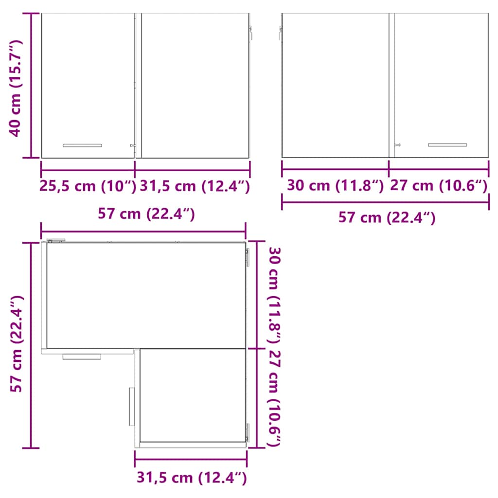 Κρεμαστό ντουλάπι Παλαιό Ξύλο και Λευκό 57 x 57 x 40 εκ.