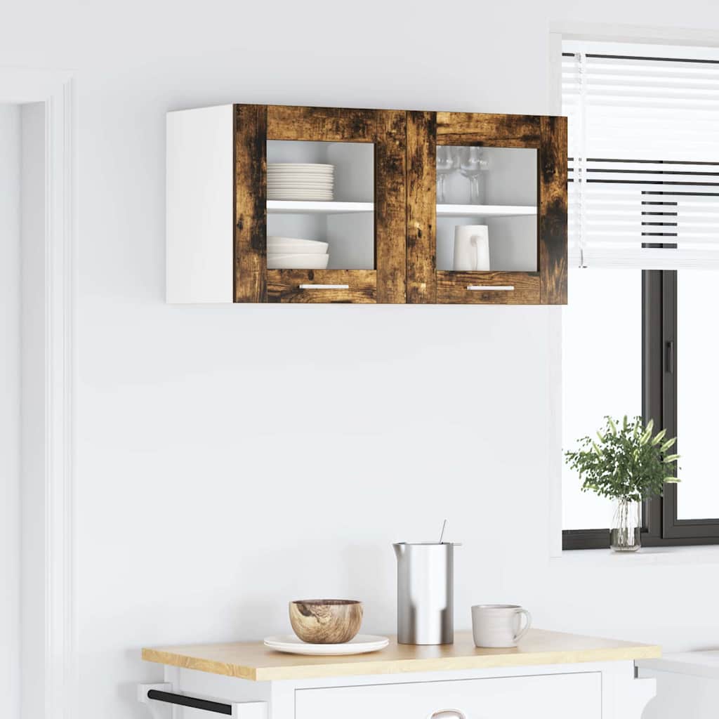 Κρεμαστό ντουλάπι με πόρτα 2 pcs Καπνιστό Δρύς 40 x 31 x 40 εκ.