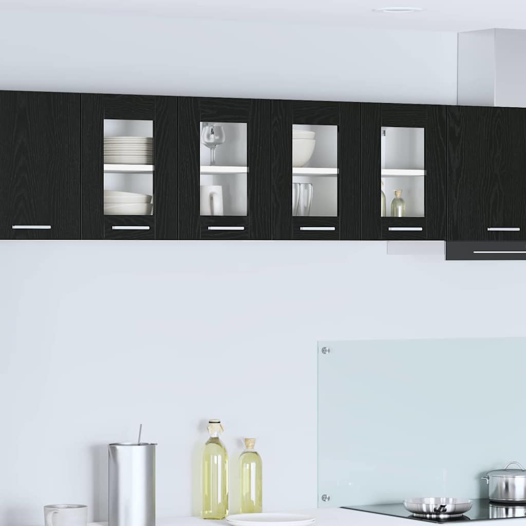 Κρεμαστό ντουλάπι με πόρτα 2 pcs Μαύρη Οξυά 60 x 31 x 40 εκ