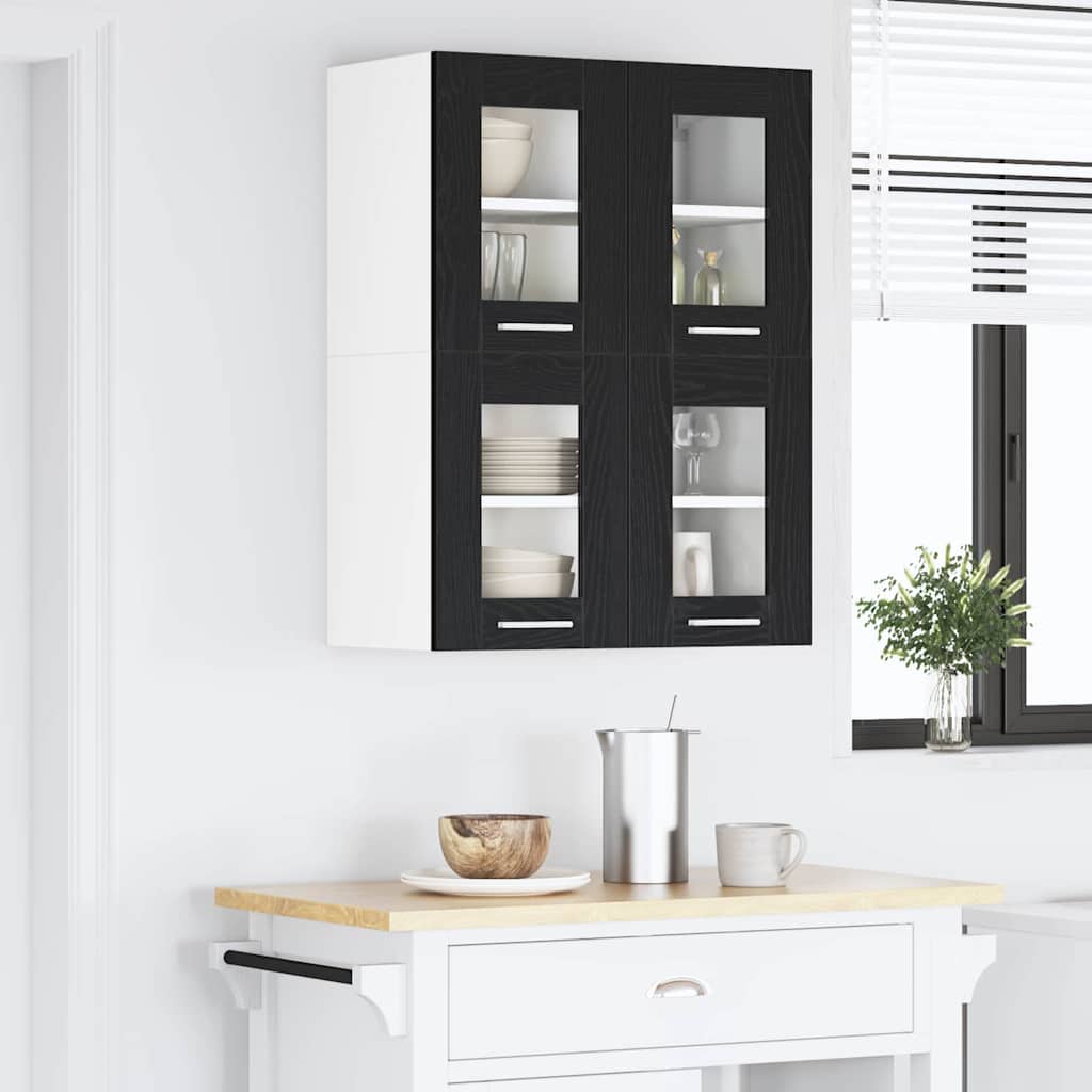 Κρεμαστό ντουλάπι με πόρτα 2 pcs Μαύρη Οξυά 60 x 31 x 40 εκ