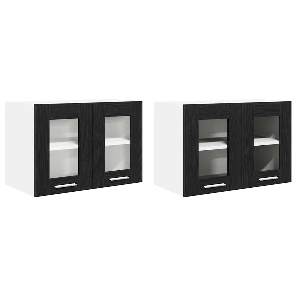 Κρεμαστό ντουλάπι με πόρτα 2 pcs Μαύρη Οξυά 60 x 31 x 40 εκ