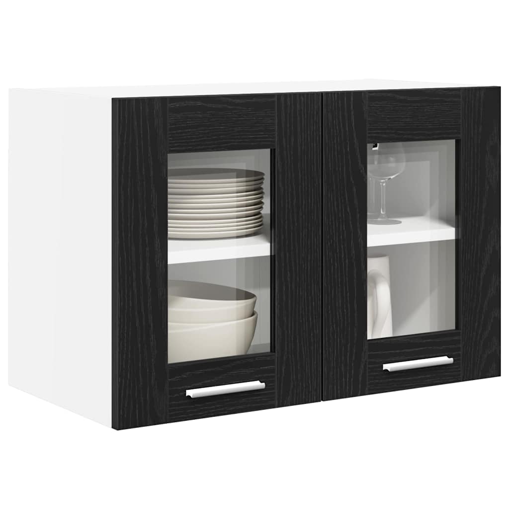 Κρεμαστό ντουλάπι με πόρτα 2 pcs Μαύρη Οξυά 60 x 31 x 40 εκ