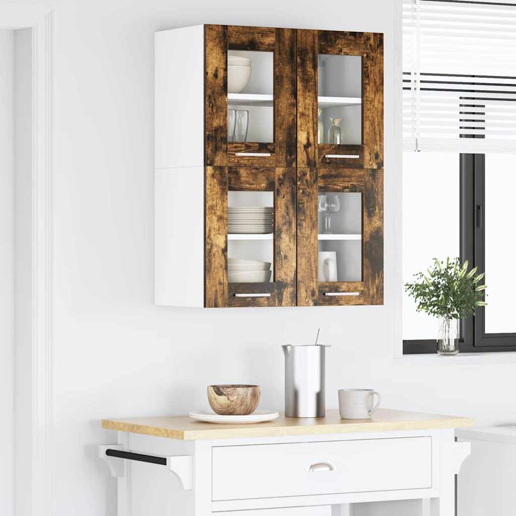 Κρεμαστό ντουλάπι με πόρτα 2 pcs Καπνιστό Δρύς 60 x 31 x 40 εκ