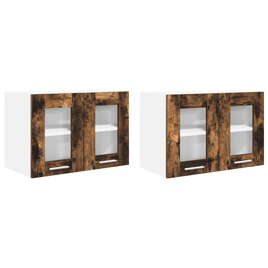 Κρεμαστό ντουλάπι με πόρτα 2 pcs Καπνιστό Δρύς 60 x 31 x 40 εκ