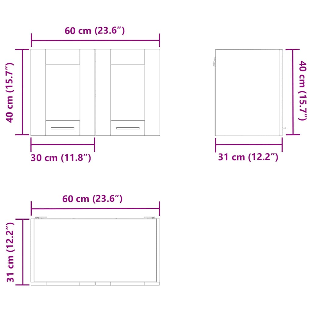 Κρεμαστό ντουλάπι Γκρίζο Σονομα 60 x 31 x 40 εκ