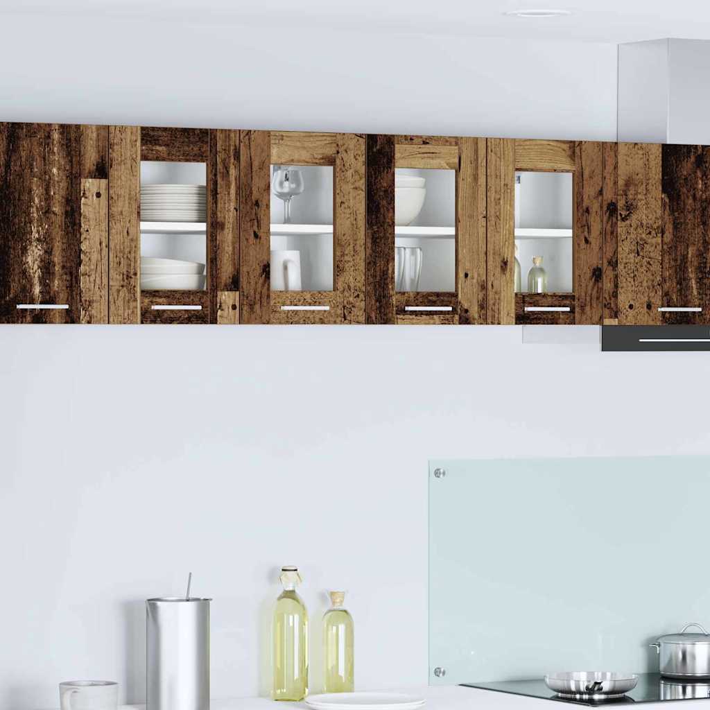 Κρεμαστό ντουλάπι με πόρτα 2 pcs Παλιό ξύλο 60 x 31 x 40 εκ