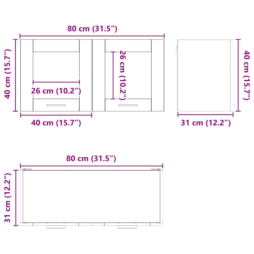 Κρεμαστό ντουλάπι Λευκό 80 x 31 x 40 εκ Επεξεργασμένο ξύλο