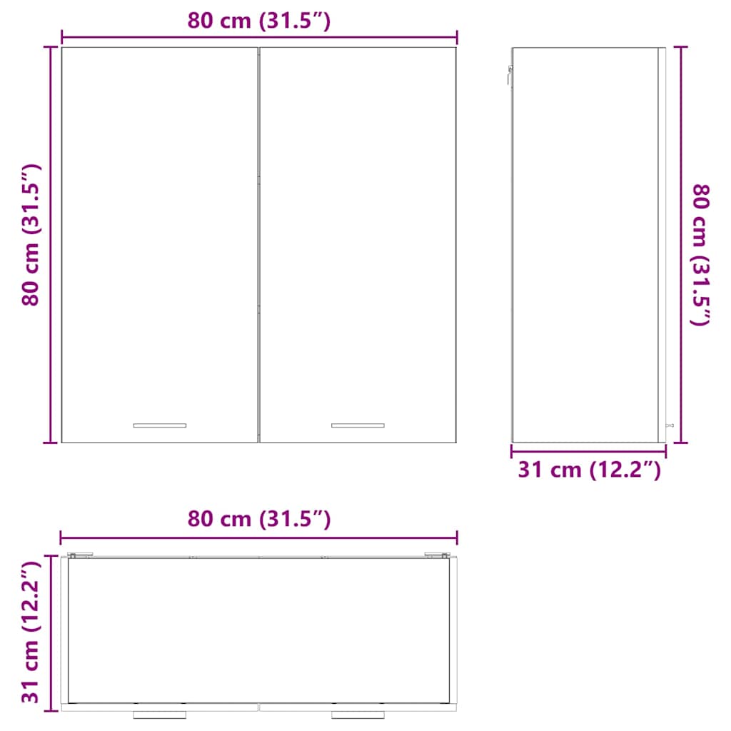 Κρεμαστό ντουλάπι Σκυρόδεμα Γκρι 80 x 31 x 80 εκ. - Pakobazaar