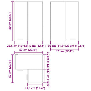 Κρεμαστό ντουλάπι Παλαιό Ξύλο και Λευκό 57 x 57 x 80 εκ. - Pakobazaar