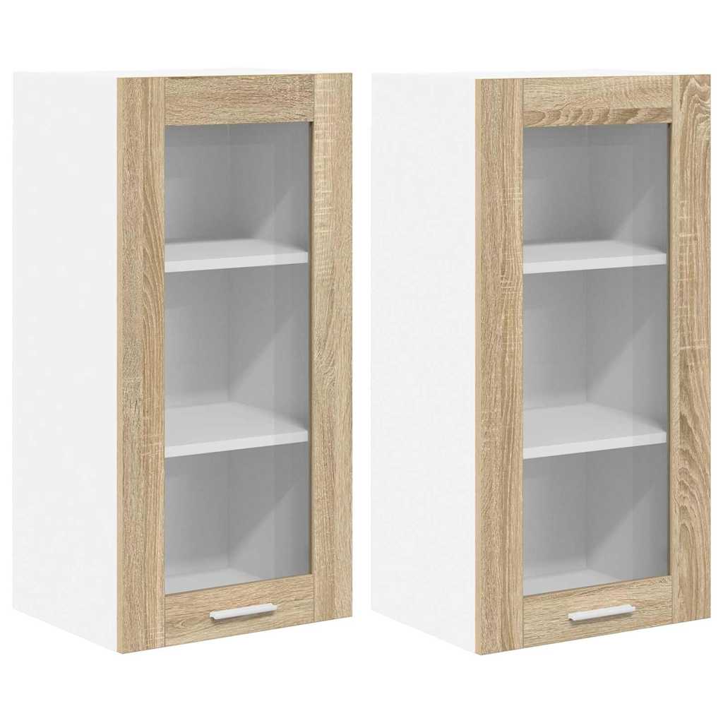 Κρεμαστό ντουλάπι με πόρτα 2 pcs Δρύς Sonoma 40 x 31 x 80 εκ.