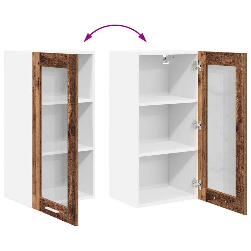 Κρεμαστό ντουλάπι με πόρτα 2 pcs Παλιό ξύλο 40 x 31 x 80 εκ.