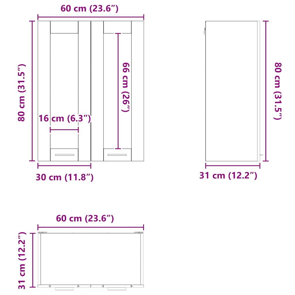 Κρεμαστό ντουλάπι με πόρτα Riga Artisan Oak 60 x 31 x 80 εκ. - Pakobazaar