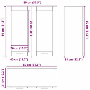 Κρεμαστό ντουλάπι Λευκό 80 x 31 x 80 εκ. Επεξεργασμένο ξύλο - Pakobazaar