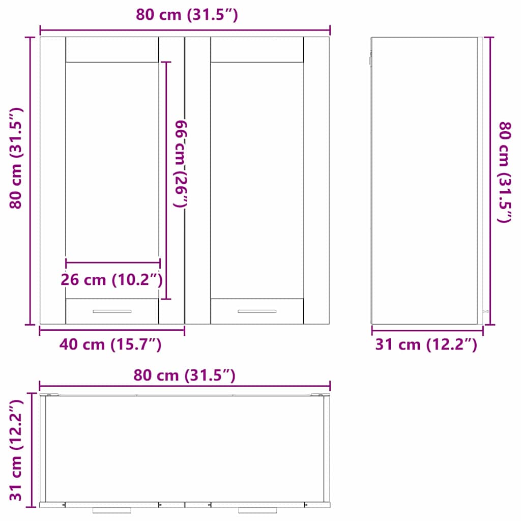 Κρεμαστό ντουλάπι με αποθήκευση Artisan Oak 80 x 31 x 80 εκ.