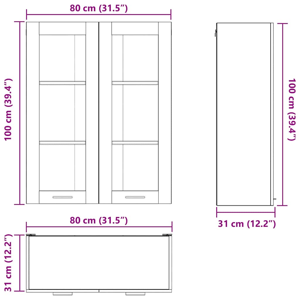 Κρεμαστό ντουλάπι με αποθήκευση Artisan Oak 80 x 31 x 100 εκ. - Pakobazaar