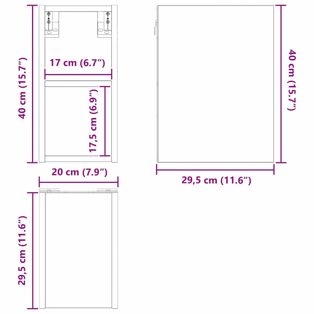 Κρεμαστό ντουλάπι με αποθήκευση Δρύς Sonoma 20 x 29,5 x 40 εκ. - Pakobazaar