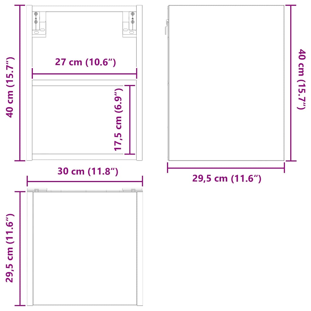 Κρεμαστό ντουλάπι Καπνιστό Δρύς 30 x 29,5 x 40 εκ.