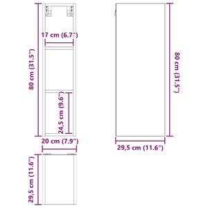 Κρεμαστό ντουλάπι Σκυρόδεμα Γκρι 20 x 29,5 x 80 εκ.