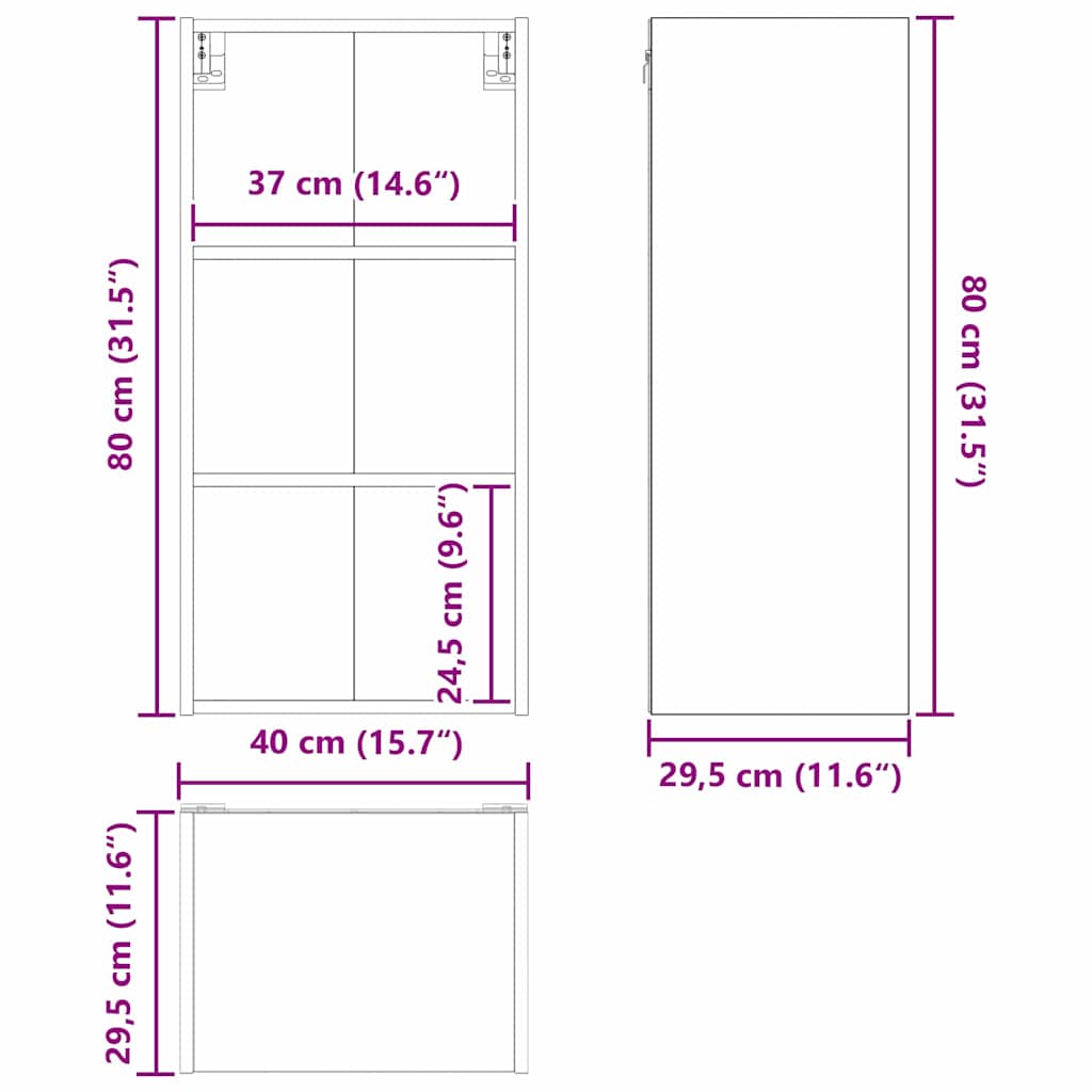 Κρεμαστό ντουλάπι Σκυρόδεμα Γκρι 40 x 29,5 x 80 εκ. - Pakobazaar
