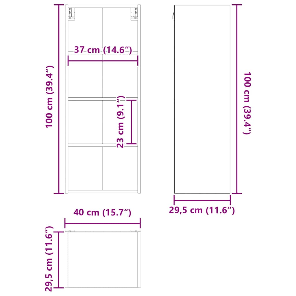 Κρεμαστό ντουλάπι με αποθήκευση Δρύς Sonoma 40 x 29,5 x 100 εκ.