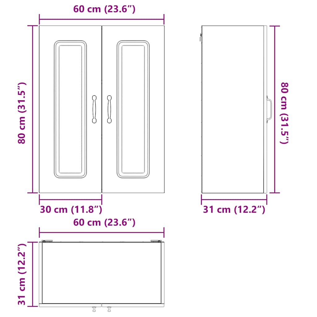Ντουλάπα Κουζίνας Kalmar Παλιό ξύλο 60 x 31 x 80 εκ. - Pakobazaar