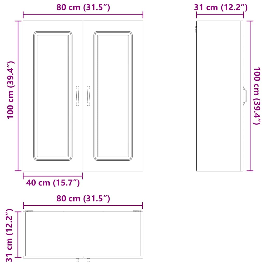 Ντουλάπα Κουζίνας Kalmar Γκρίζο Σονομα 80 x 31 x 100 εκ. - Pakobazaar