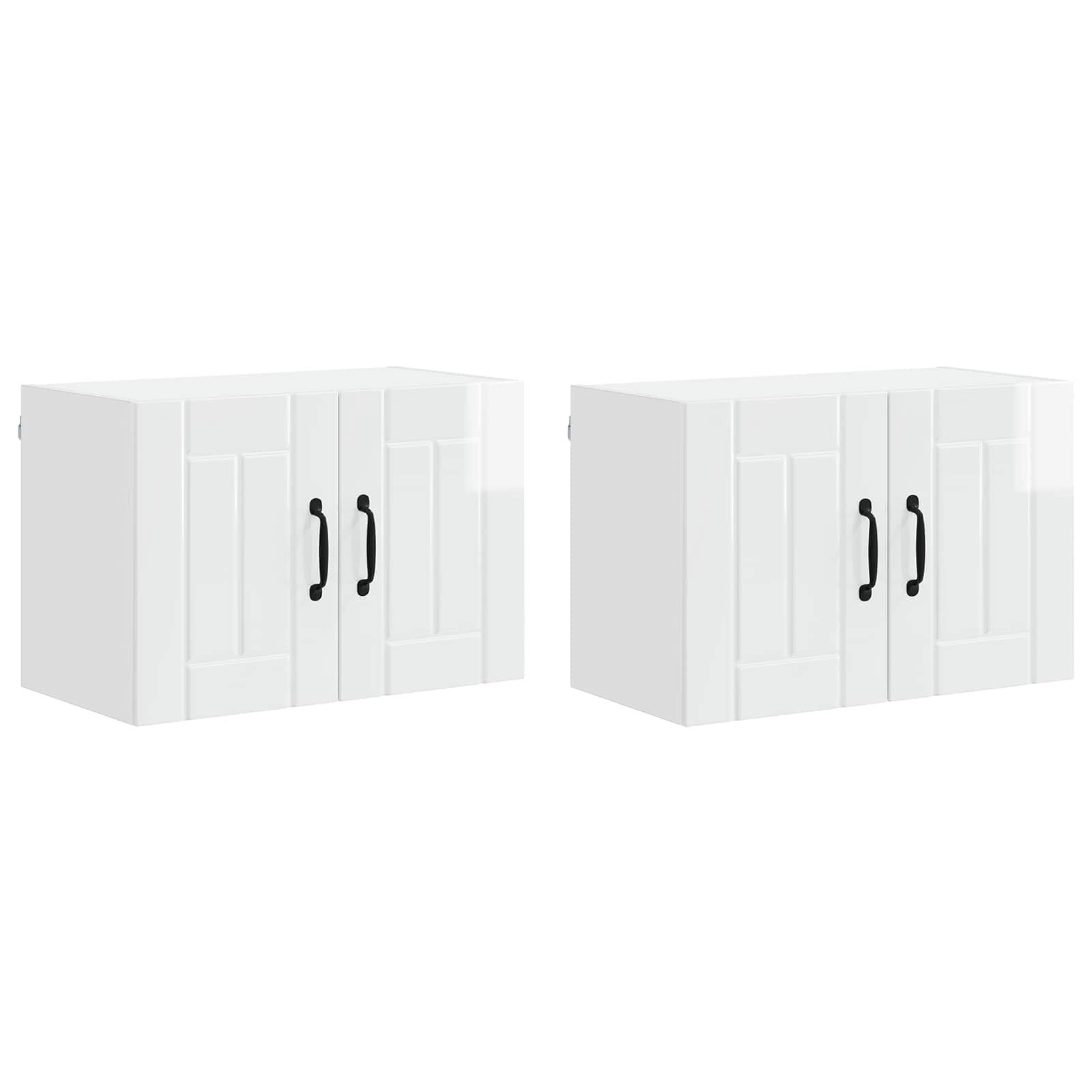 Τοίχοι ντουλαπών κουζίνας Επιτοίχιο 2 pcs Υψηλής γυαλάδας λευκό